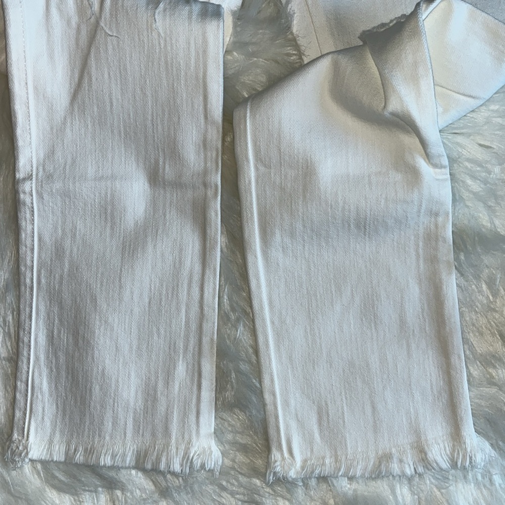 🆕 James Jeans Mid Rise Ciggy Jean Distressed Knee Frayed Hem White Size 25 - Picture 5 of 14